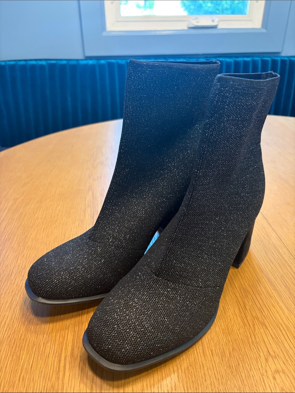 New- MIA Black Sparkle Women's Ankle Boots Stretch-knit material 8.5